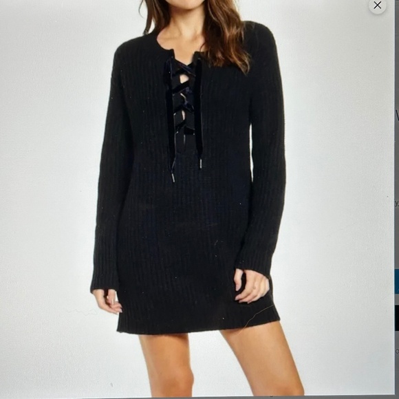 RAILS BLACK KNIT MINI DRESS - Picture 1 of 5